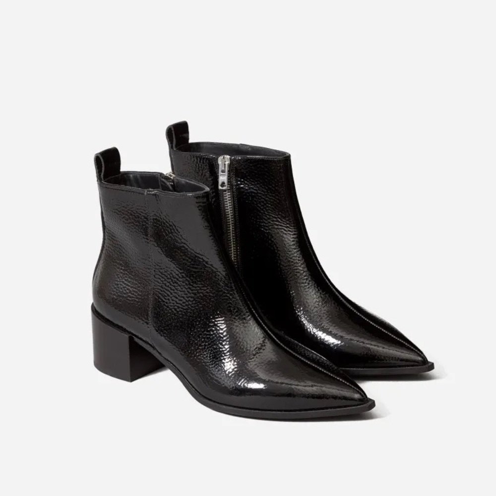 Everlane Glossy Black Boss Booties - Size 8 - Picture 2 of 10
